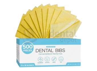 NUCARE - PREMIUM PATIENT BIBS 3-Ply Waterproof 13 x 18 (500pk /box) Colors: 4-YELLOW ( 1px per case ) #BIB-3 - # 990156
