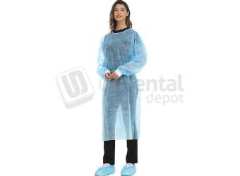 ISOLATION GOWN - SMS polypropylene Tie Back Level 2 BLUE  , 50pk One size fits all - Knitted Cuffs - Tie neck & waist - Light weight & Breathable   #991539