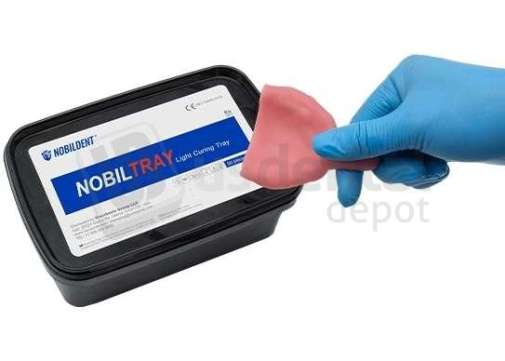 HUGE DENTAL - Preformed light-curing custom tray material for individual trays and temporary base plates that cures in about 3 minutes in a compatible light-curing unit. - # NOBILTRAY-2.3mm-B50