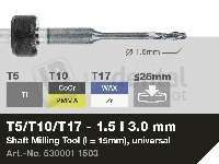 iMES iCORE - Original CORiTEC Shaft Milling Tool for pmma, wax, peek, zirconia, composite, sintered metal, cobalt-chrome, titanium workflows. 1.5 mm diameter, 3 mm shank. - # 530001 1503
