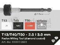 iMES iCORE - Original CORiTEC Radius Milling Tool for pmma, wax, peek, zirconia, composite, sintered metal workflows. 2.5 mm diameter, 3 mm shank. - # 530013 2503
