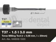 iMES iCORE - Original CORiTEC Radius Milling Tool for pmma, wax, peek, zirconia, composite, sintered metal workflows. 1.5 mm diameter, 3 mm shank. - # 530035 1503