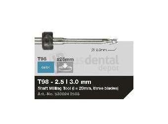 iMES iCORE - Original CORiTEC Shaft Milling Tool for pmma, wax, peek, zirconia, composite, sintered metal workflows. 2.5 mm diameter, 3 mm shank. - # 530024 2503