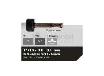 iMES iCORE - Original CORiTEC Radius Milling Tool for cobalt-chrome, titanium workflows. 3 mm diameter, 3 mm shank. - # 530029 3003