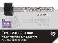 iMES iCORE - Original CORiTEC Radius Grinding Tool for glass ceramics, lithium disilicate, feldspar ceramics workflows. 2.5 mm diameter, 3 mm shank. - # 530005 2503