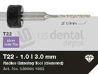 iMES iCORE - Original CORiTEC Radius Grinding Tool for glass ceramics, lithium disilicate, feldspar ceramics workflows. 1 mm diameter, 3 mm shank. - # 530005 1003