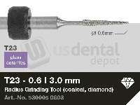 iMES iCORE - Original CORiTEC Radius Grinding Tool for glass ceramics, lithium disilicate, feldspar ceramics workflows. 0.6 mm diameter, 3 mm shank. - # 530005 0603