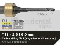 iMES iCORE - Original CORiTEC Radius Milling Tool for pmma, wax, peek, zirconia, composite, sintered metal workflows. 2.5 mm diameter, 6 mm shank. - # 530004 2506