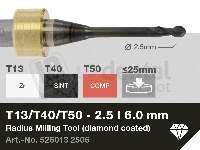 iMES iCORE - Original CORiTEC Radius Milling Tool for pmma, wax, peek, zirconia, composite, sintered metal workflows. 2.5 mm diameter, 6 mm shank. - # 526013 2506