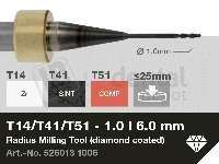 iMES iCORE - Original CORiTEC Radius Milling Tool for pmma, wax, peek, zirconia, composite, sintered metal workflows. 1 mm diameter, 6 mm shank. - # 526013 1006