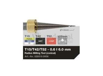 iMES iCORE - Original CORiTEC Radius Milling Tool for pmma, wax, peek, zirconia, composite, sintered metal workflows. 0.6 mm diameter, 6 mm shank. - # 526019 0606