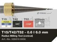 iMES iCORE - Original CORiTEC Radius Milling Tool for pmma, wax, peek, zirconia, composite, sintered metal workflows. 0.6 mm diameter, 6 mm shank. - # 526019 0606