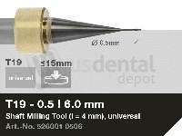iMES iCORE - Original CORiTEC Shaft Milling Tool for pmma, wax, peek, zirconia, composite, sintered metal, cobalt-chrome, titanium workflows. 0.5 mm diameter, 6 mm shank. - # 526001 0506