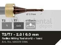 iMES iCORE - Original CORiTEC Radius Milling Tool for cobalt-chrome, titanium workflows. 2 mm diameter, 6 mm shank. - # 526029 2006