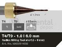 iMES iCORE - Original CORiTEC Radius Milling Tool for cobalt-chrome, titanium workflows. 1 mm diameter, 6 mm shank. - # 526029 1006
