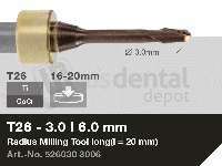 iMES iCORE - Original CORiTEC Radius Milling Tool for cobalt-chrome, titanium workflows. 3 mm diameter, 6 mm shank. - # 526030 3006