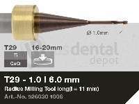 iMES iCORE - Original CORiTEC Radius Milling Tool for cobalt-chrome, titanium workflows. 1 mm diameter, 6 mm shank. - # 526030 1006
