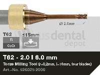 iMES iCORE - Original CORiTEC Torus Milling Tool for cobalt-chrome, titanium workflows. 2 mm diameter, 6 mm shank. - # 526025 2006