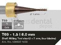 iMES iCORE - Original CORiTEC Shaft Milling Tool for cobalt-chrome, titanium workflows. 1.5 mm diameter, 6 mm shank. - # 530032 1506