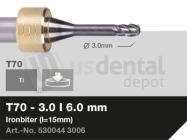 iMES iCORE - Original CORiTEC Ironbiter Milling Tool for cobalt-chrome, titanium workflows. 3 mm diameter, 6 mm shank. - # 530044 3006