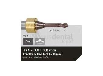 iMES iCORE - Original CORiTEC Ironbiter Milling Tool for cobalt-chrome, titanium workflows. 3 mm diameter, 6 mm shank. - # 530025 3006