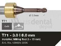 iMES iCORE - Original CORiTEC Ironbiter Milling Tool for cobalt-chrome, titanium workflows. 3 mm diameter, 6 mm shank. - # 530025 3006
