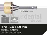 iMES iCORE - Original CORiTEC Ironbiter Milling Tool for cobalt-chrome, titanium workflows. 2.5 mm diameter, 6 mm shank. - # 530044 2506