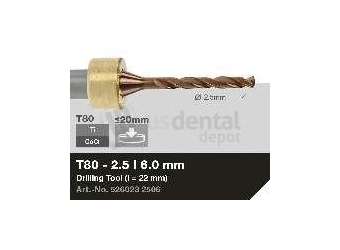 iMES iCORE - Original CORiTEC Drilling Tool for cobalt-chrome, titanium workflows. 2.5 mm diameter, 6 mm shank. - # 526023 2506