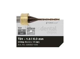 iMES iCORE - Original CORiTEC Drilling Tool for cobalt-chrome, titanium workflows. 1.5 mm diameter, 6 mm shank. - # 526023 1506