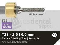 iMES iCORE - Original CORiTEC Radius Grinding Tool for glass ceramics, lithium disilicate, feldspar ceramics workflows. 2.5 mm diameter, 6 mm shank. - # 526005 2506