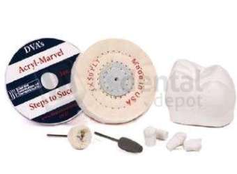 DVA - Acryl-Marvel Intro Assortment (200 g Bar, Wheel, Woolie & Silicone Point) for acrylic adjustment, repair and polishing workflows. - # AMAMCOMB-INTRO