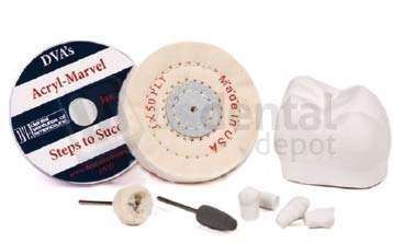 DVA - Acryl-Marvel Intro Assortment (200 g Bar, Wheel, Woolie & Silicone Point) for acrylic adjustment, repair and polishing workflows. - # AMAMCOMB-INTRO