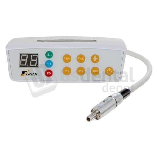 FLIGHT DENTAL - Flight Tabletop Electric Motor with LED, 3.4Ncm Torque, 2000-40000 RPM, Endo Function, Forward and Reverse, Foot Pedal, 32VDC Power Supply, Portable Configuration - # EM-9001