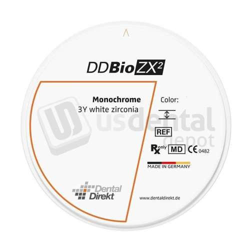 VITA - Dental Direkt DD Bio ZX2 high-translucent (HT) 3Y-TZP monolithic zirconia CAD/CAM milling disc, uncolored white blank, 98 mm diameter x 14 mm height, 1 piece; for full-contour crowns and bridges. - # UDG592