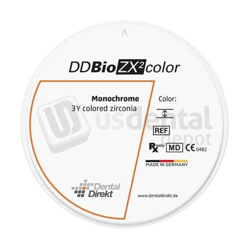 VITA - Dental Direkt DD Bio ZX2 Color high-translucent (HT) pre-shaded 3Y-TZP monolithic zirconia CAD/CAM milling disc, shade C2, 98 mm diameter x 18 mm height, 1 piece; for full-contour crowns and bridges. - # UDG5940100