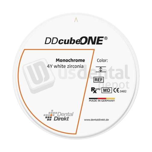 VITA - Dental Direkt DD cube ONE high-translucent 4Y-TZP monolithic zirconia CAD/CAM milling disc, uncolored white blank, 98 mm diameter x 30 mm height, 1 piece; for full-contour crowns and bridges. - # UDG827