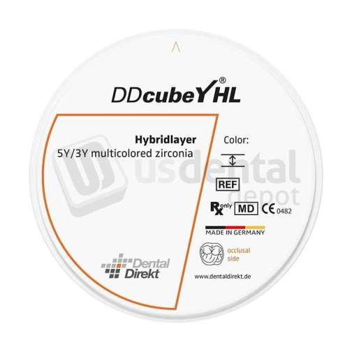 VITA - Dental Direkt DD cubeY HL high-translucent multilayer monolithic zirconia CAD/CAM milling disc, shade C2, 98 mm diameter x 16 mm height, 1 piece; for full-contour crowns and bridges. - # UDG843014