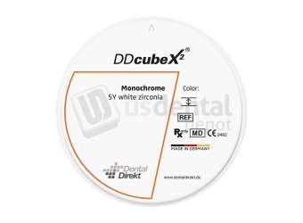VITA - Dental Direkt DD cubeX2 super-high-translucent (SHT) 5Y cubic monolithic zirconia CAD/CAM milling disc, uncolored white blank, 98 mm diameter x 10 mm height, 1 piece; for full-contour crowns and bridges. - # UDG710