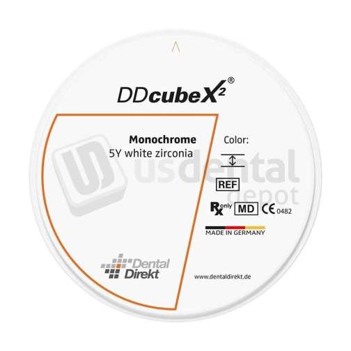 VITA - Dental Direkt DD cubeX2 super-high-translucent (SHT) 5Y cubic monolithic zirconia CAD/CAM milling disc, uncolored white blank, 98 mm diameter x 14 mm height, 1 piece; for full-contour crowns and bridges. - # UDG712