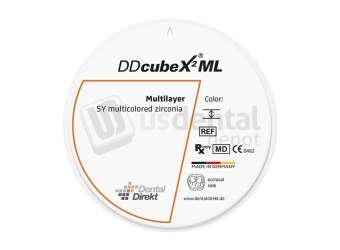 VITA - Dental Direkt DD cubeX2 ML super-high-translucent (SHT) multilayer 5Y cubic monolithic zirconia CAD/CAM milling disc, shade D3, 98 mm diameter x 14 mm height, 1 piece; for full-contour crowns and bridges. - # UDG852006
