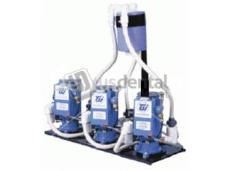 TECHWEST- GOLDENVAC 12 Chairs Pump 3x 2 HP 220Volts No Recycler With Air water separator Supports up to 12 users- #VPLG12T2