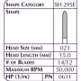 SHOFU HP Robot Carbide Hp Cutter - Sh295E 023 - #0631 #of Blades 14/12 - Head Length 15 - Head Size 023mm - Max Rpm 50000 #0631