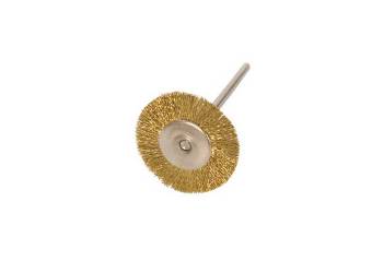 Mounted Gold Brass Wire Brushes - Diam: 7/8 in=22mm - Shank 1/8