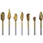 BUFFALO Abbott-Robinson 63B Flame TNT-Coated Dual Cut Carbide HP Burs, Regular Cut - #63B-GOLD