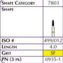 SHOFU FG Hybrid Reg - 0935 Diamond  Gr-it SF SUPER FINE Super Fine Length 4.0 6pk # 0935-1