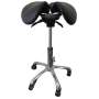 FLIGHT DENTAL - Flight Split Saddle Stool, Pneumatic Height Adjustment, Five-Star Caster Base with Foot Ring, Black Color Only - # F2SSAD-603