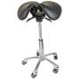 FLIGHT DENTAL - Flight Split Saddle Stool, Pneumatic Height Adjustment, Five-Star Caster Base with Foot Ring, Black Color Only - # F2SSAD-603