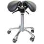 FLIGHT DENTAL - Flight Split Saddle Stool, Pneumatic Height Adjustment, Five-Star Caster Base with Foot Ring, Black Color Only - # F2SSAD-603
