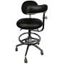 FLIGHT DENTAL - Flight Dental Systems FSASS-601 Deluxe Assistant Stool with Backrest, Foot Ring, Adjustable Armrest, Pneumatic Height Adjustment, Five-Star Caster Base - # FSASS-601