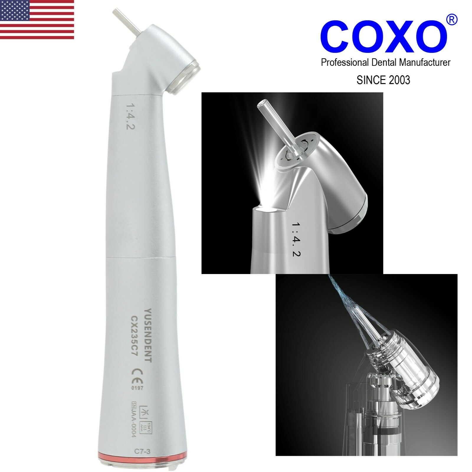 Image 241 - COXO Dental Brushless Electric Micro Motor LED Handpiece 1:4.2 Contra Angle NSK